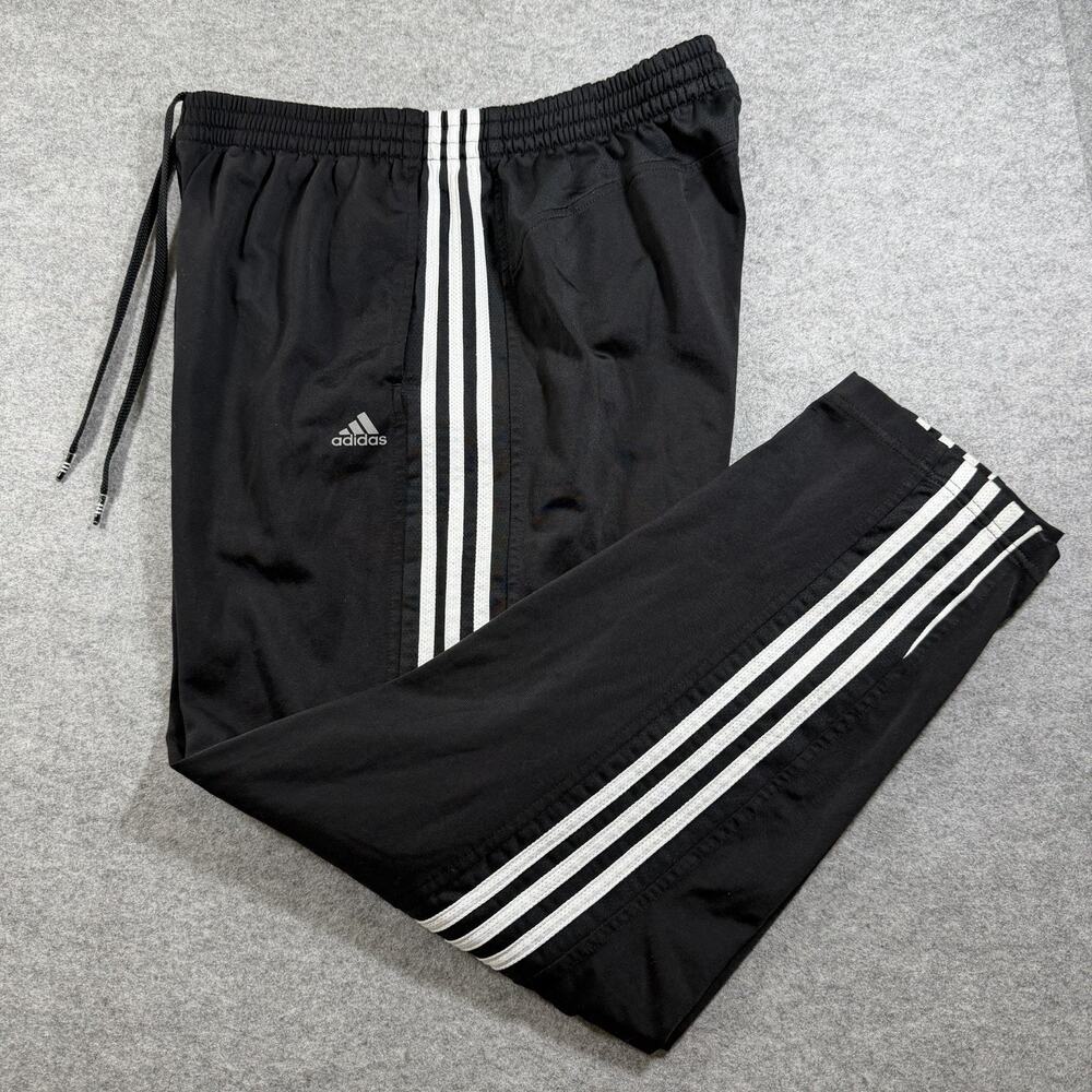 Vintage Adidas Sweatpants Mens L Black 3 Stripe Baggy Loose Pants Drawstring